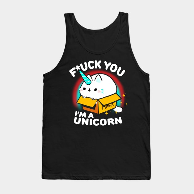 Unicorn cat - Cute Animal in a Box - Cute Sassy Quote Tank Top by BlancaVidal
